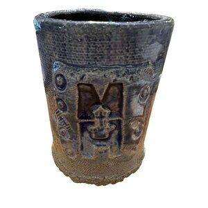 Handcrafted Vintage Ceramic Mug With Intricate Handle Design